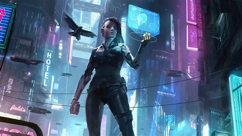 Girl Cyberpunk Futuristic Wallpaper