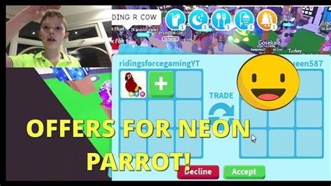 Trading Neon Parrot In Adopt Me Youtube