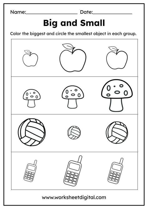 Big Vs Small Size Comparison Worksheets For Preschool And Kindergarten K5 Learning Big Small