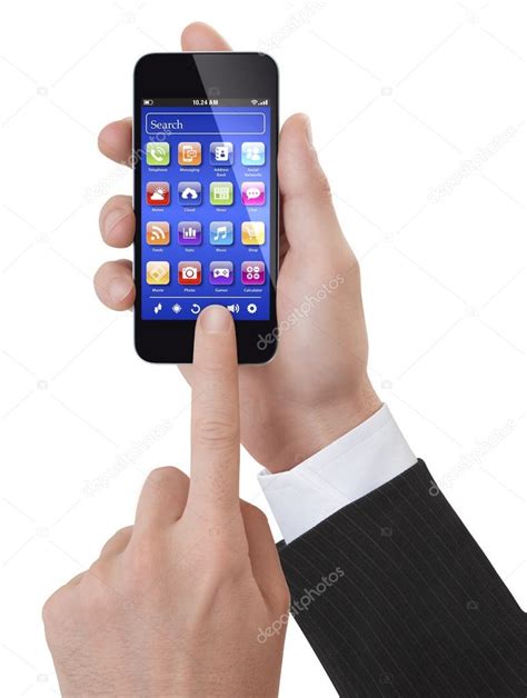 Hands Using A Generic Smartphone With Apps Screen — Stock Photo