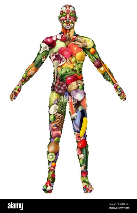 Human Body Made Of Fruit And Vegetables And Eating Healthy Or Vegan And Veganism Or Natural Diet