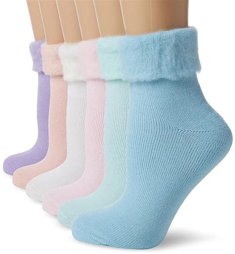 Fm Women S 6 Pack Super Soft Thermal Bed Socks In Pastel Colours Size Uk 4 8 Uk