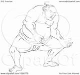 Sumo Wrestler Clipart Sketched Illustration Royalty Patrimonio Background sketch template