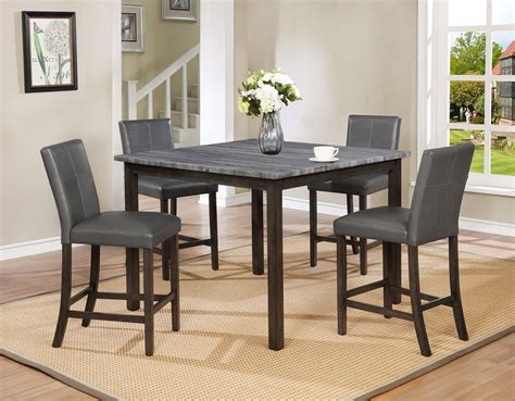 5 Pc Pompei Grey Faux Counter Height Set Dining Room Set