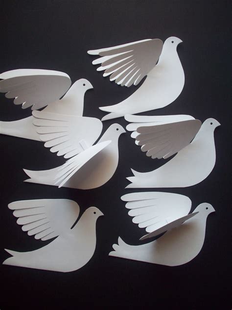 Paper Birdssix Small White Paper Doves By Lorenzkraft On Etsy