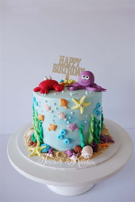 Under The Sea Cake By Serenesskitchen088 Ocean Birthday Cakes Beach Birthday Cake Vegan