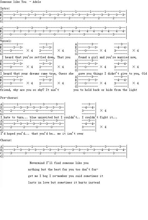 Em c ain't like you to hold back or hide from the light. Someone like You by Adele Guitar Sheet Music Free Guitar ...