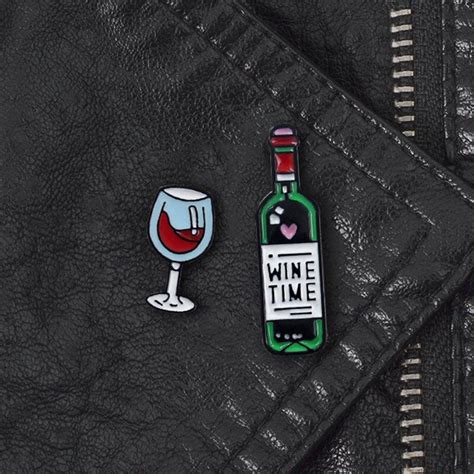 Wine Enamel Pin Wine Glass And Wine Bottle Brooches Wine Tiny Metal Brooch Pins Badge T For