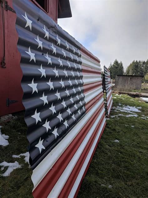 8 Ft Huge Rustic American Flags Barn Metal Flags Distressed Etsy