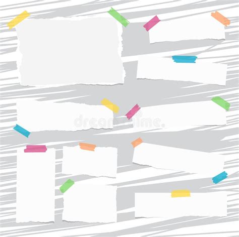 White Ripped Note Notebook Paper Sheets Stuck With Colorful Sticky