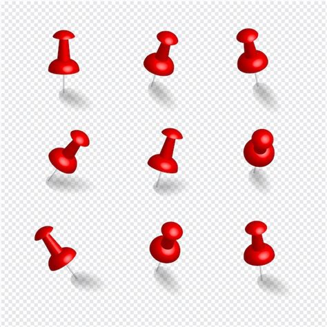 Premium Vector Set Of Realistic 3d Push Pins Thumbtacks In Red Color