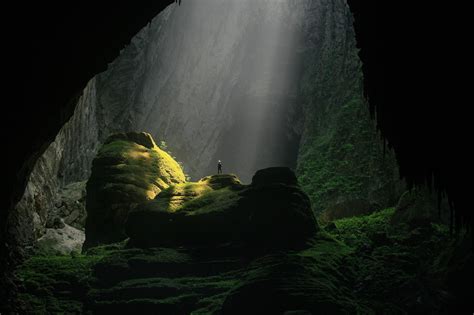 Green Land Formation Nature Landscape Cave Sun Rays Hd Wallpaper