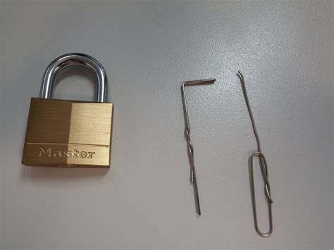 Once your paper clip or coat hanger is in the lock, carefully turn it by taking advantage of the bend and using it as a handle. My first pick was a paperclip : lockpicking