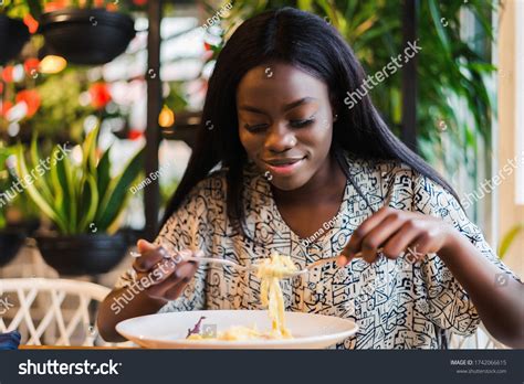 Woman Eating Spaghetti Restaurant Stock Photo 1742066615 Shutterstock