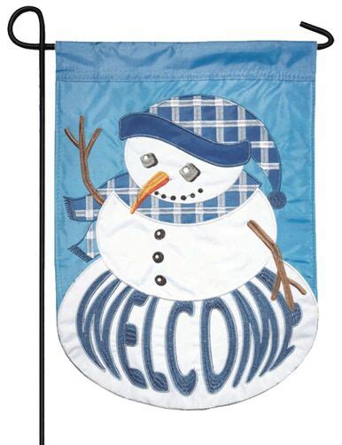 Welcome Plaid Snowman Double Applique Garden Flag I Americas Flags