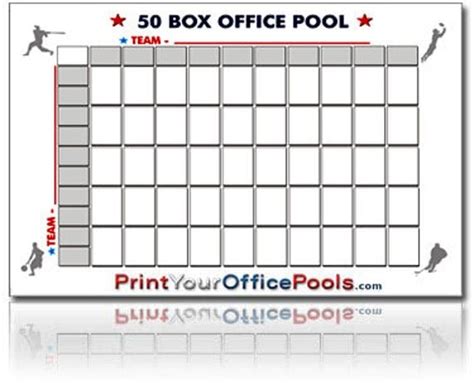 50 Super Bowl Square Box Block Pool Laminated Reusable Chart
