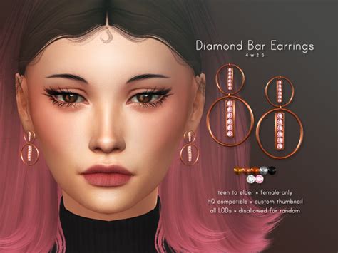 4w25s Diamond Bar Earrings Sweet Sims 4 Finds