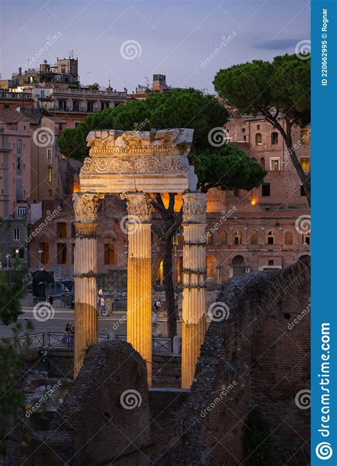Temple Of Venus Genetrix At Dusk In Rome Stock Image Image Of Ruined