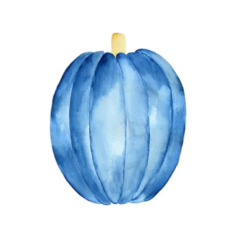 Premium Photo Watercolor Illustration Of A Blue Pumpkin