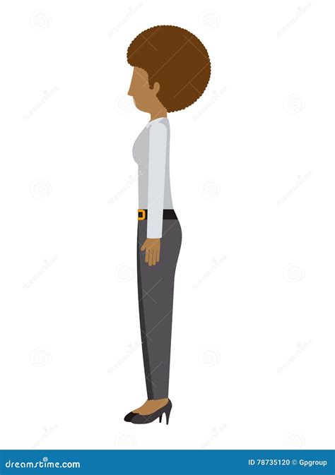 Woman Standing Pants Left Profiles Afro Hair Stock Vector
