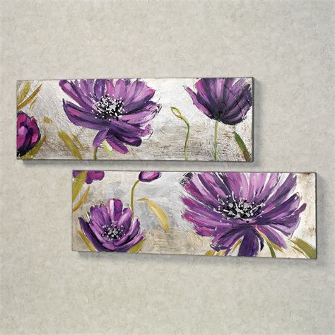 Wall art creates strong focal points and dynamic textures, unifying disparate room colors into a cohesive whole. Purple Allure Floral Canvas Wall Art Set