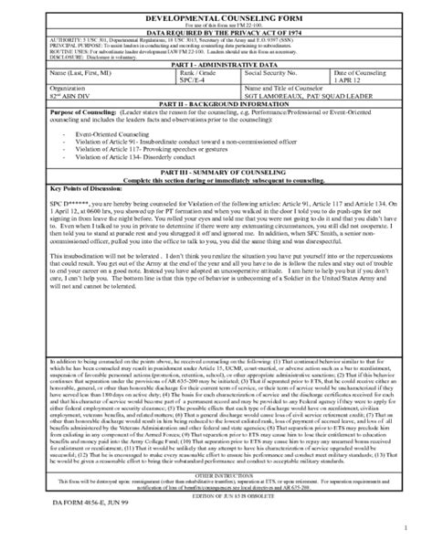 Counseling Form Army Army Military