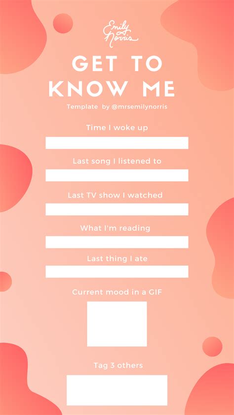Get To Know Me Instagram Story Template Instagram Story Template