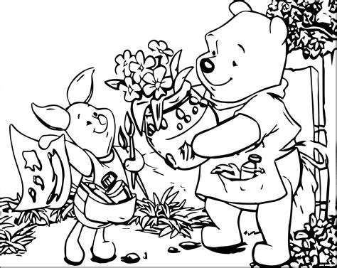 Printable coloring pages of disney's piglet picking flowers, cheering, playing pirate, doing a handstand, etc. cool Baby Piglet Bear Flower Coloring Page | Flower ...