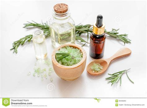 Organic Cosmetics With Extracts Of Herbs Rosemary On White