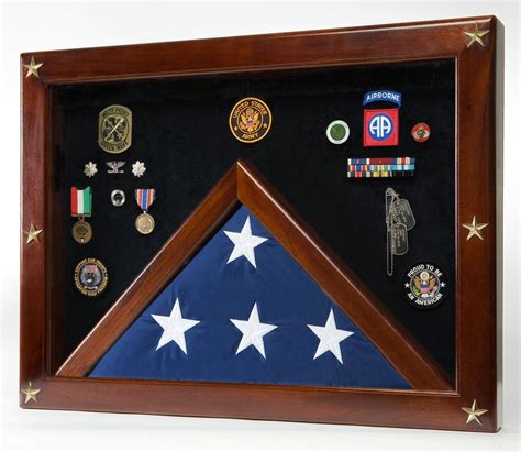 Military Medal Shadow Box With Display Case For Memorial Flag Blue