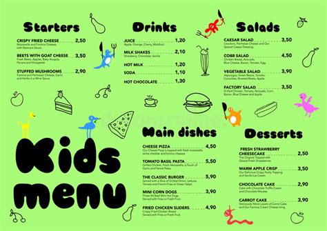 Cute Colorful Meal Kids Menu Template With Cute Little Sweet Houses