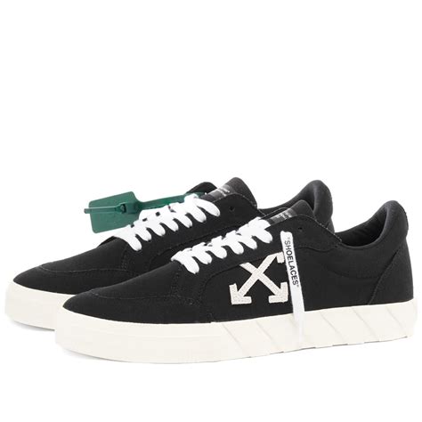 Off White Low Vulcanised Canvas Sneaker Black And White End