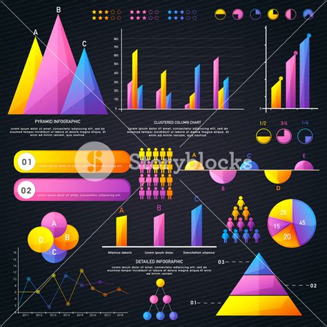 Various Business Infographic Elements Set With Colorful Statistical