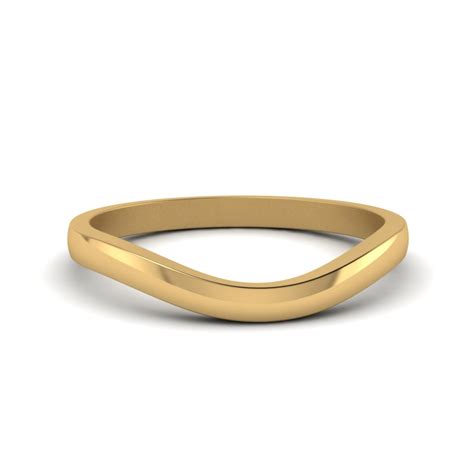 Plain Curved Wedding Band In 14k Yellow Gold Fascinating Diamonds