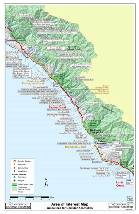 Big Sur Interactive Highway Maps With Slide Names And Mile Markers