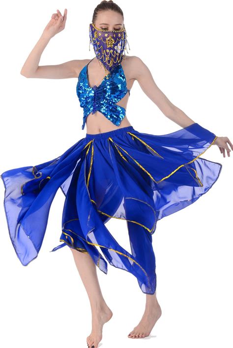 Belly Dance Face Veil With Beads Halloween Belly Dance Costume Accessory Outfit Set Royal Blue