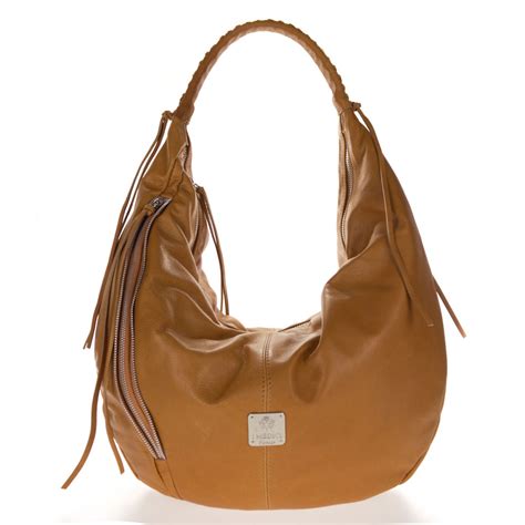 Medichi Italian Made Saddle Brown Leather Zip Front Pocket Large Hobo Bag