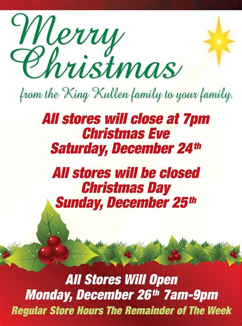 Christmas Store Hours King Kullen