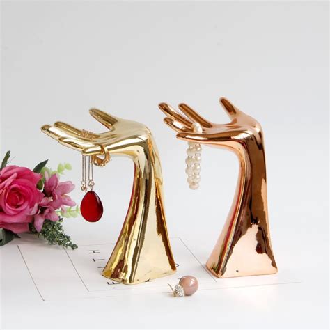 Gold Rose Gold Jewelry Display Stand Necklace Finger Ring Organizer