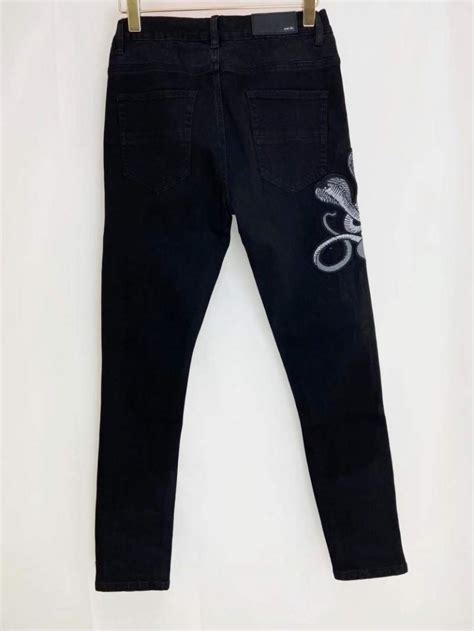 Buy Replica Amiri Snake Patch Embroidered Skinny Jeans Black Buy