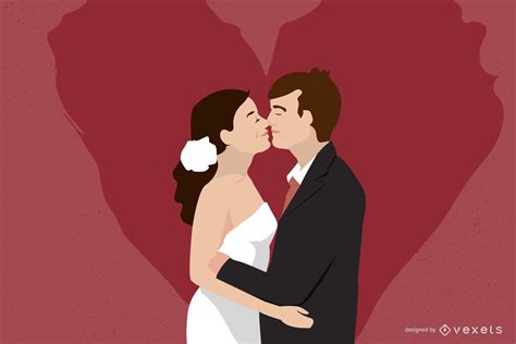 Kissing Wedding Couple In Love Vector Download