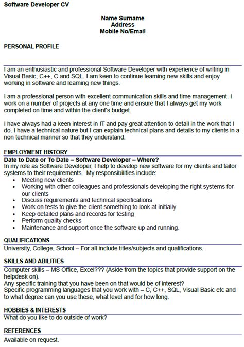 For instance, if you are an executive assistant, you may need to use a digital calendar application to track your boss's schedule. Software Developer CV Example - icover.org.uk