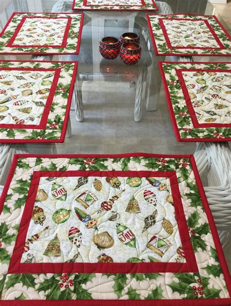 Holiday Placemats Quilted Placemats Christmas Placemats Etsy