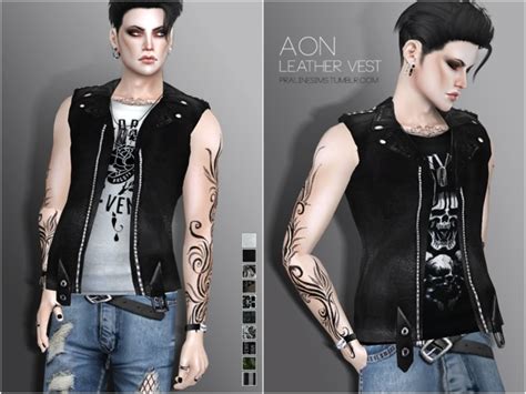 Aon Leather Vest By Pralinesims At Tsr Sims 4 Updates