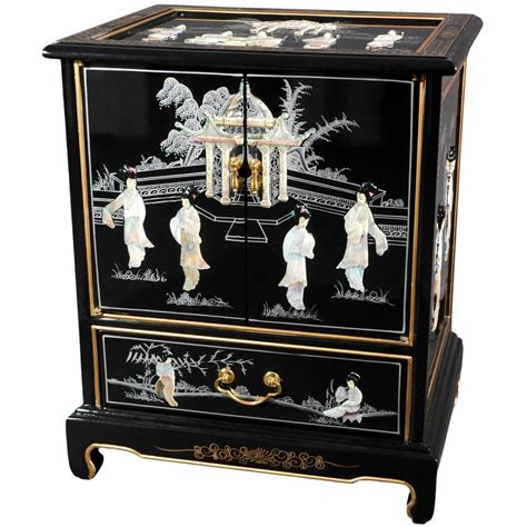 Each piece is hand crafted in a small workshop in southern china. Oriental Furniture Black Lacquer End Table/Mother of Pearl ...