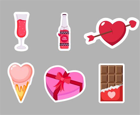 Valentines Day Sticker Set Vector Art And Graphics
