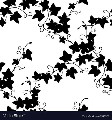 Black Doodle Ivy Leaves Seamless Pattern Vector Image