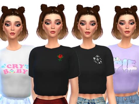 The Sims Resource Trendy Cropped Tees Mesh Needed