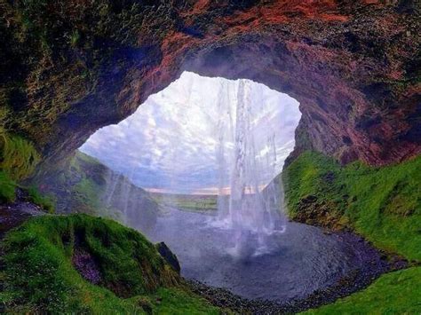 Cave In Austria Iceland Waterfalls Waterfall Seljalandsfoss Waterfall