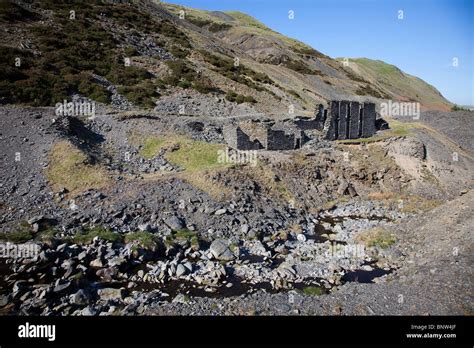Mining Remains At Cwmystwyth Lead Mines Ystwyth Valley Wales Uk Stock